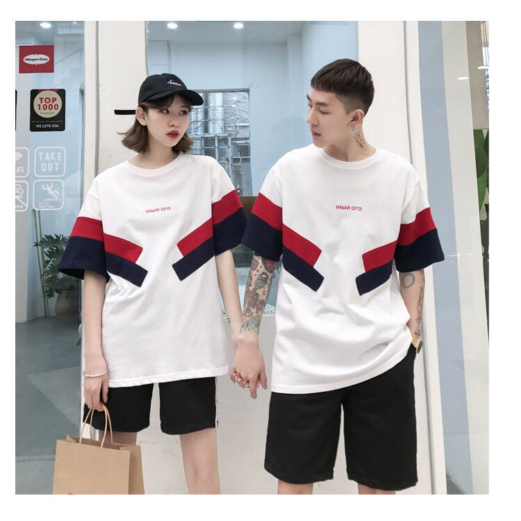 ÁO THUN TAY LỠ UNISEX PHỐI MÀU PHONG CÁCH