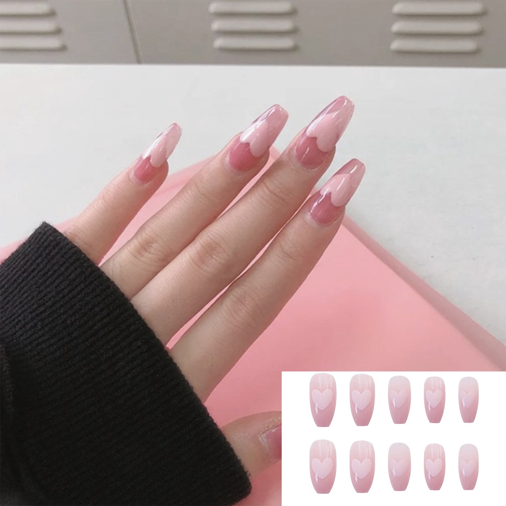 Set 24 Móng Tay Giả Màu Hồng Thời Trang Cho Nữ