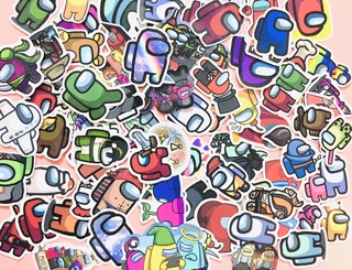 Sticker set 60 among us cái ép lụa / hình dán Among Us Game sticker