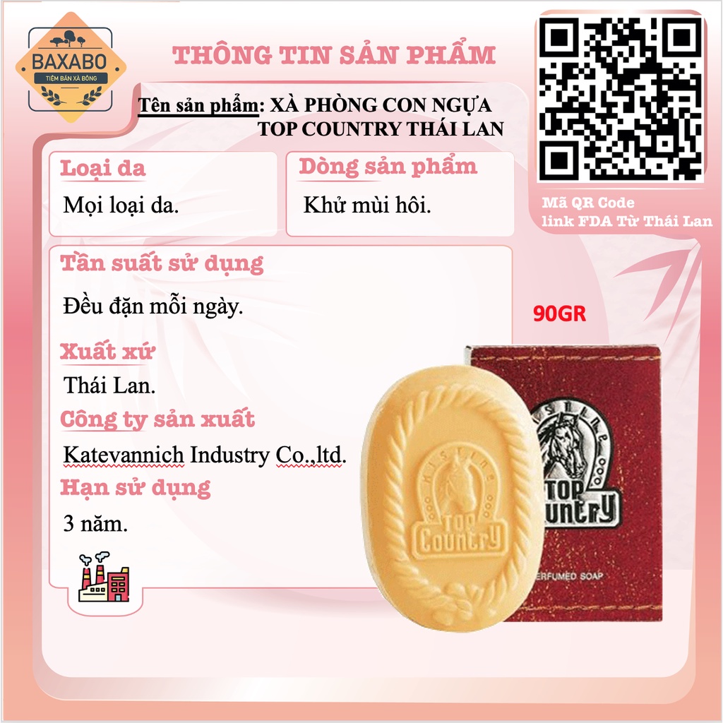 XÀ PHÒNG CON NGỰA TOP COUNTRY THÁI LAN - PERFUMED SOAP- XÀ PHÒNG KHỬ MÙI HÔI CƠ THỂ - HÀNG CHÍNH HÃNG
