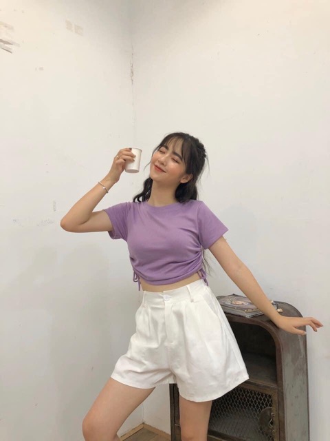 Áo croptop rút eo hai bên