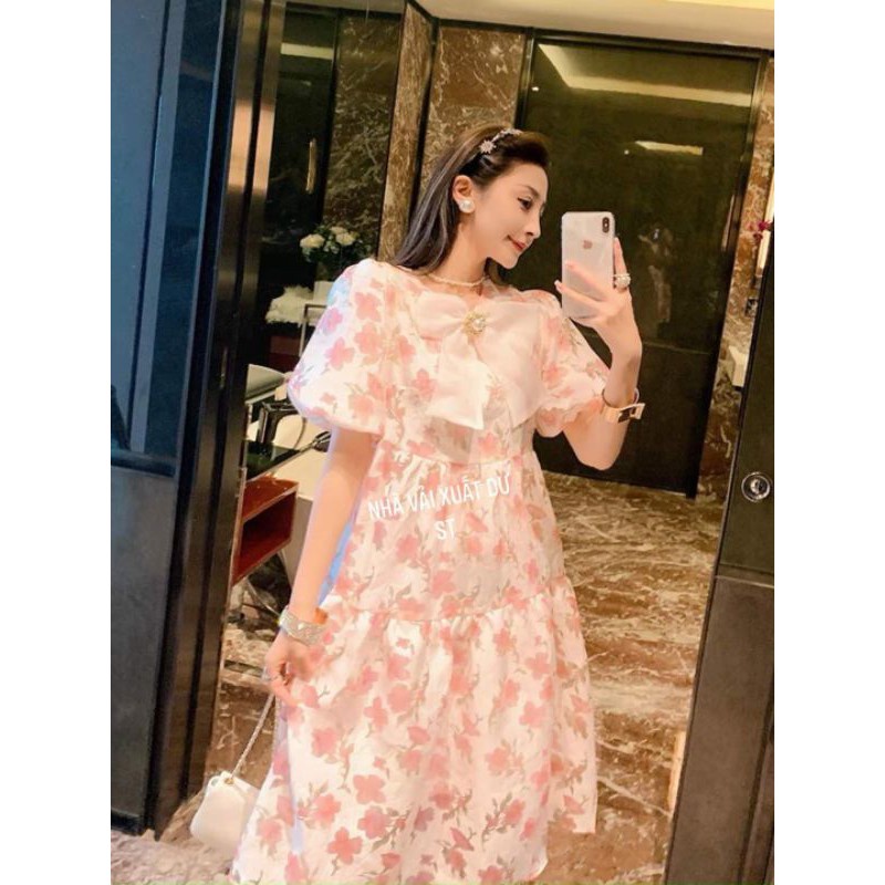 Vải Organza Hoa dệt lụa cao cấp nhà Lavie suôn mềm, sang trọng, vải may váy đầm, dạ hội