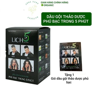 Dầu Gội Lich5 - Thảo Dược Đen Tóc Cocayhoala làm đen tóc trong 5 phút - hộp 10 gói