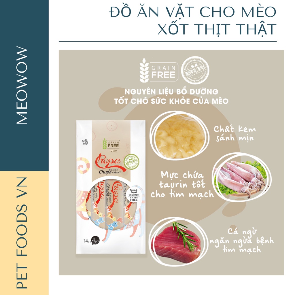 Sốt dinh dưỡng cho mèo MEOWOW Chupa Creamy 56g