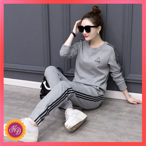 Set Đồ Bộ Thu Đông Nữ Thể Thao Viền Sọc Thời Trang Mặc Nhà Cao Cấp | BigBuy360 - bigbuy360.vn