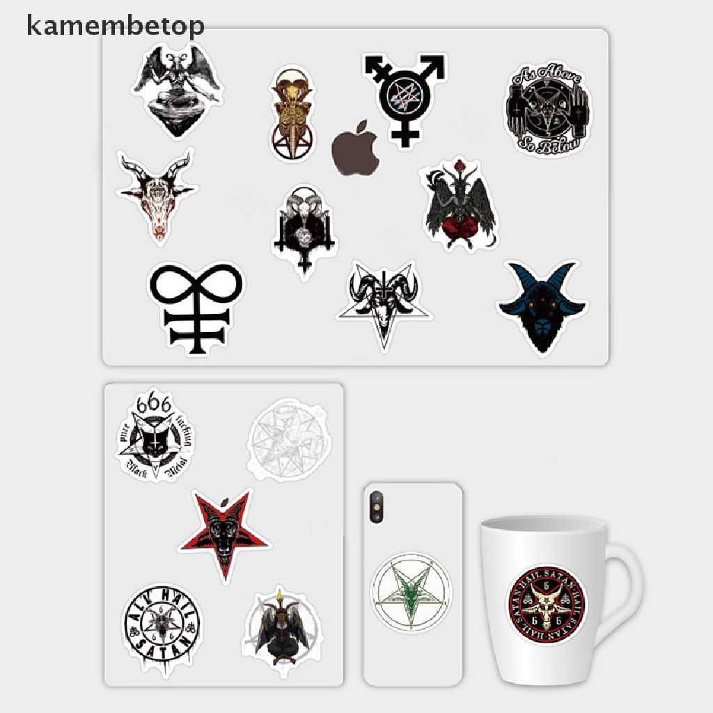 Set 50 miếng dán trang trí hình ác quỷ graffiti hỗn hợp phong cách gothic dành cho máy tính xách tay đàn guitar hành lý