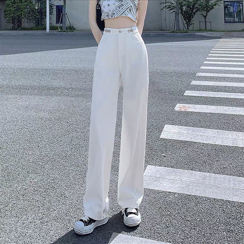 Quần Jean Ống Rộng Mỏng Ống Thẳng Lưng Cao Mẫu Mới 2022 Thời Trang Mùa Hè