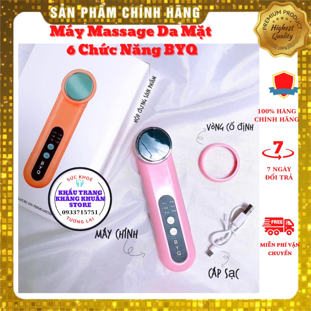 COMBO 3: [Máy Massage mặt 6 chức năng BYQ + 10 Mặt Nạ Nhau Thai Cừu+ 222 Bông tấy Trang] Massage mặt, Làm đẹp da