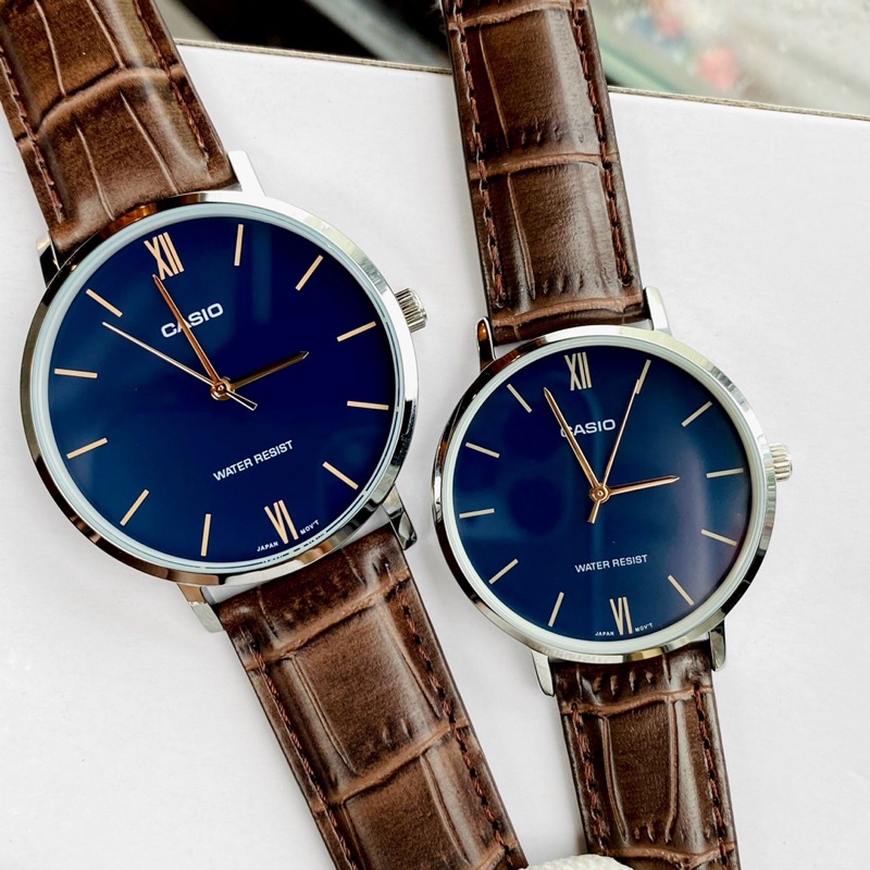 Đồng hồ đôi nam nữ dây da Casio MTP-VT01L