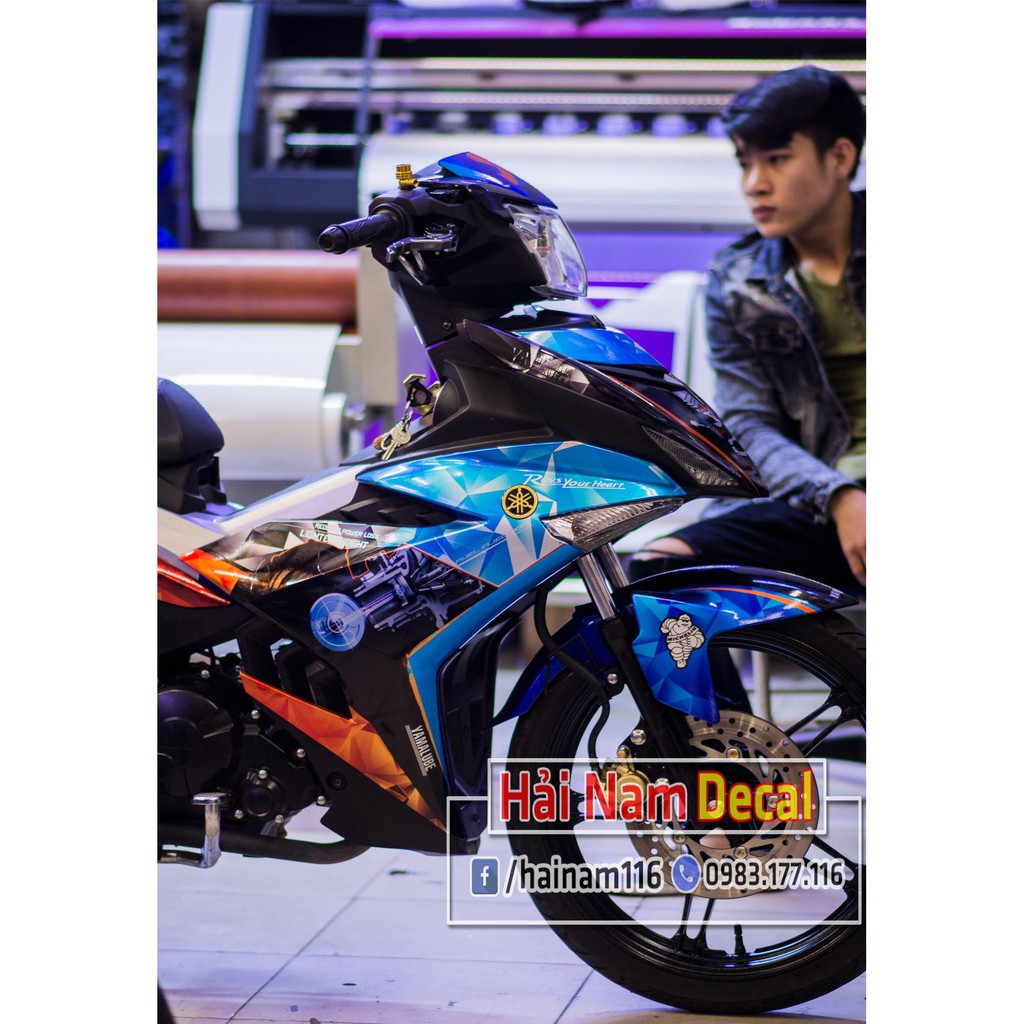 Tem Trùm Exciter 150 Xanh Cam Bạc