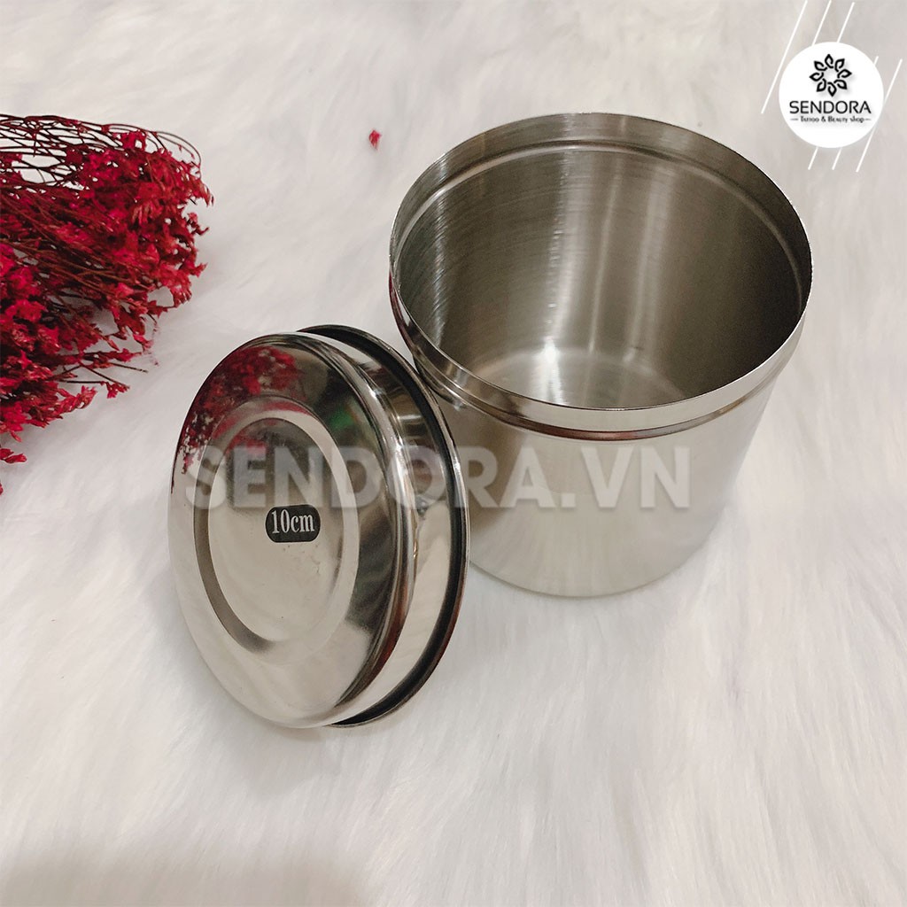 Hộp inox tròn đựng bông gòn y tế, hũ đựng bông y tế