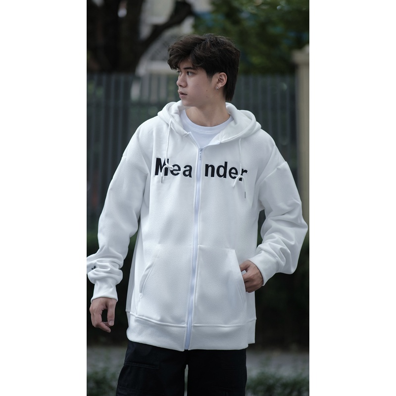 Áo khoác hoodie zip HDU- MEANDER nam nữ form rộng có mũ basic chất liệu nỉ bông cào mã HD2