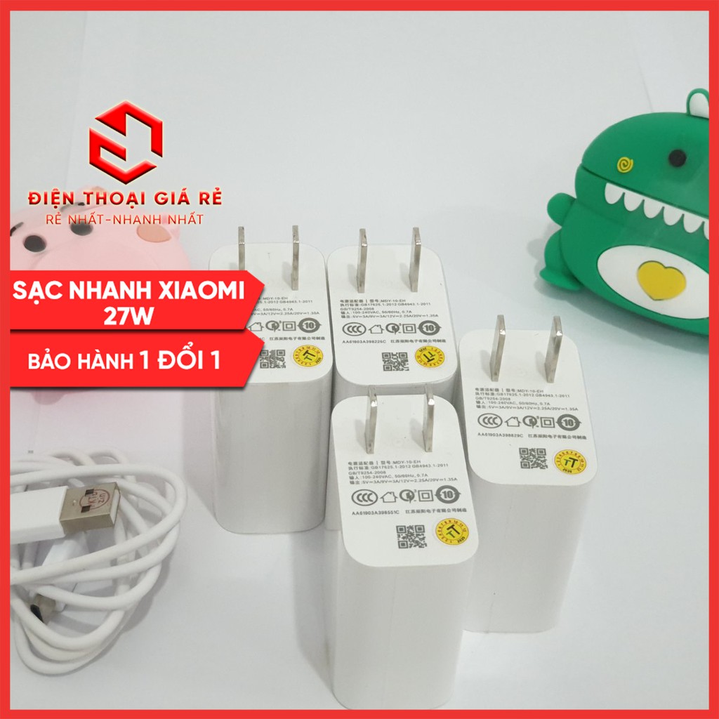 Củ sạc Nhanh Xiaomi 27W (Redmi K30 5G, K30i, Mi 9, 9T, 9T Pro) MDY-10-EH - 1 ĐỔI 1 TRONG 3 THÁNG