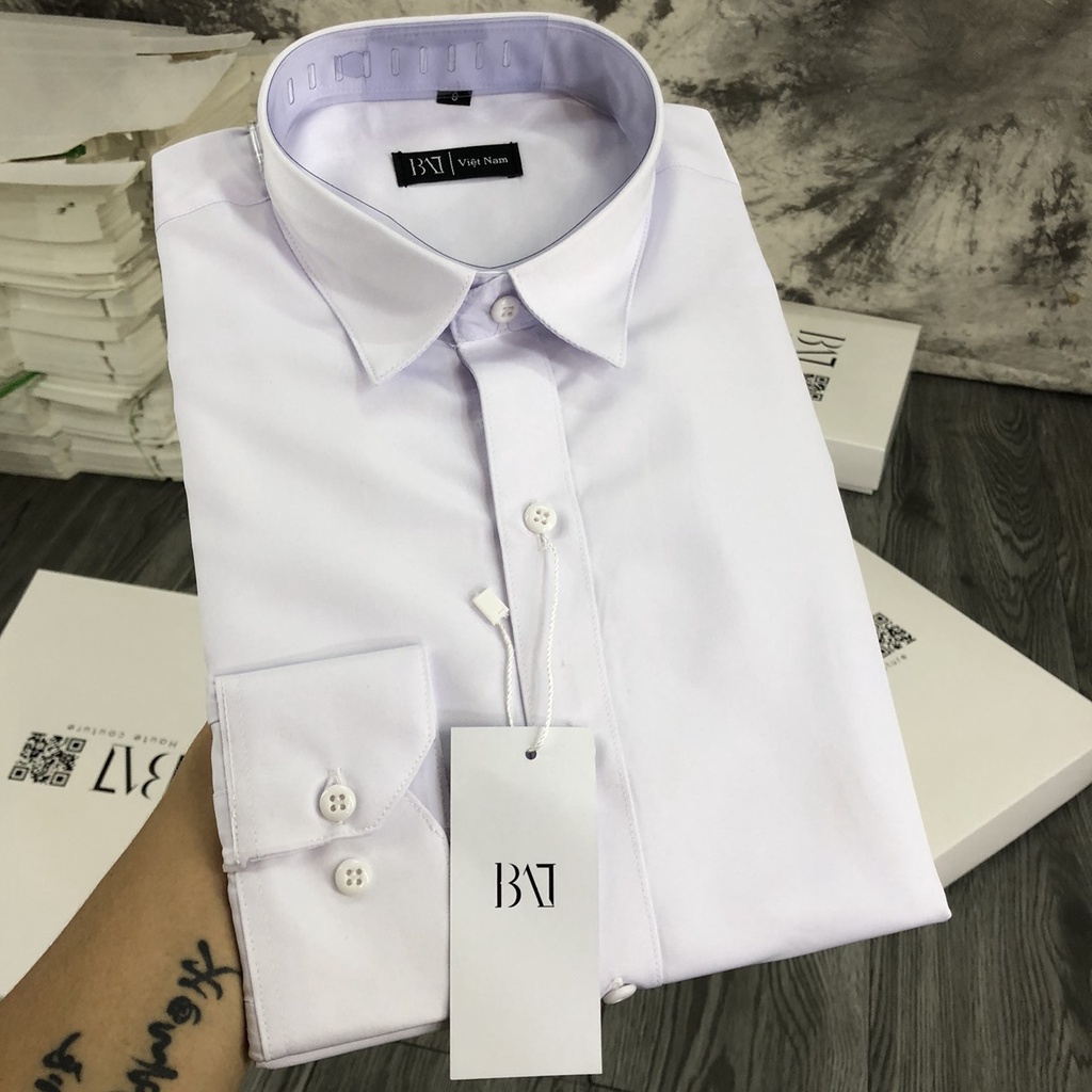Sơ mi nam dài tay trắng ,đen cổ bẻ hàng chuẩn xuất,chất liệu co giãn,fom ôm dáng slim body thiết kế trẻ trung | BigBuy360 - bigbuy360.vn