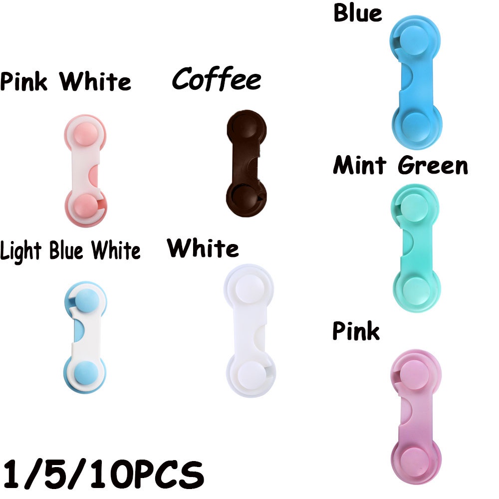 Set 1/5/10 Khóa Cửa Tủ Lạnh/Ngăn Kéo Bằng Nhựa Đa Năng Bảo Vệ An Toàn Cho Bé Nhiều Màu Sắc