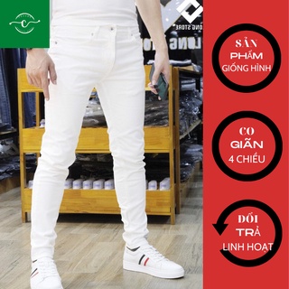 Quần jean nam trắng trơn chất bò co giãn cao cấp ống đứng dáng ôm skinny VOZODO 25