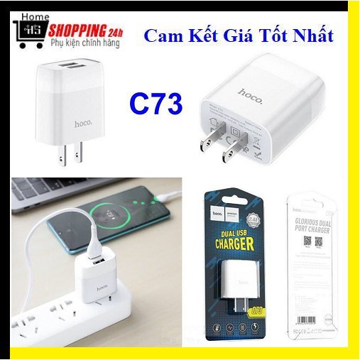 CỐC SẠC ĐIỆN THOẠI 2 CỔNG USB C73/C73A
