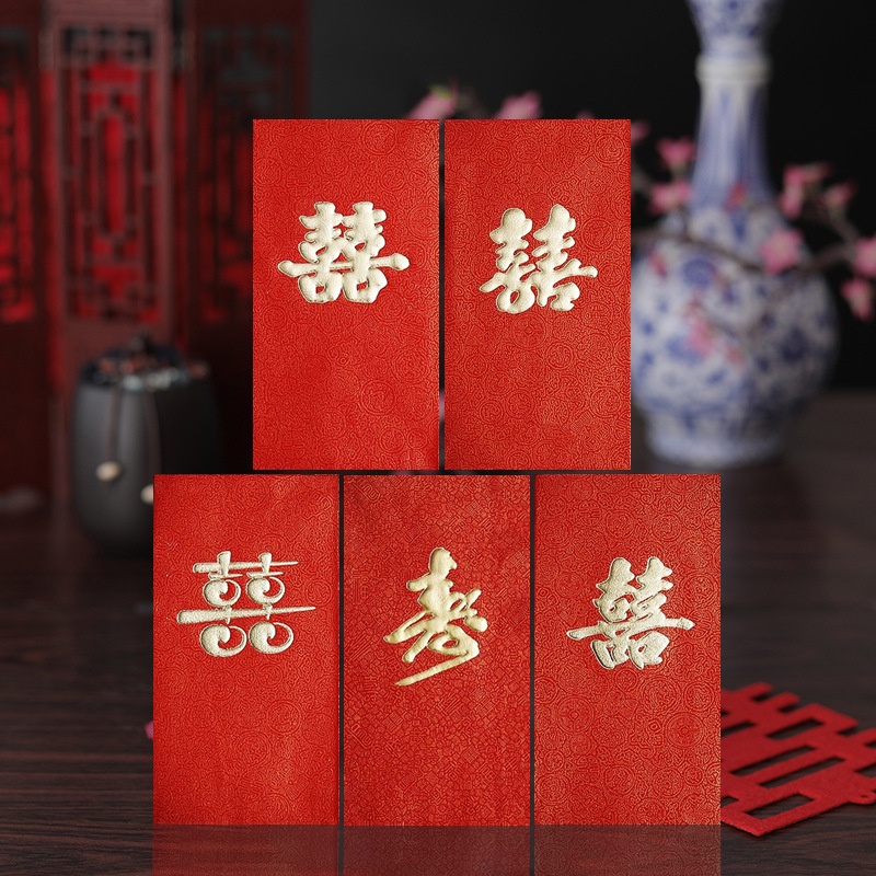 Lì Xì Cưới Song Hỷ Dập Nổi Chữ In Nổi