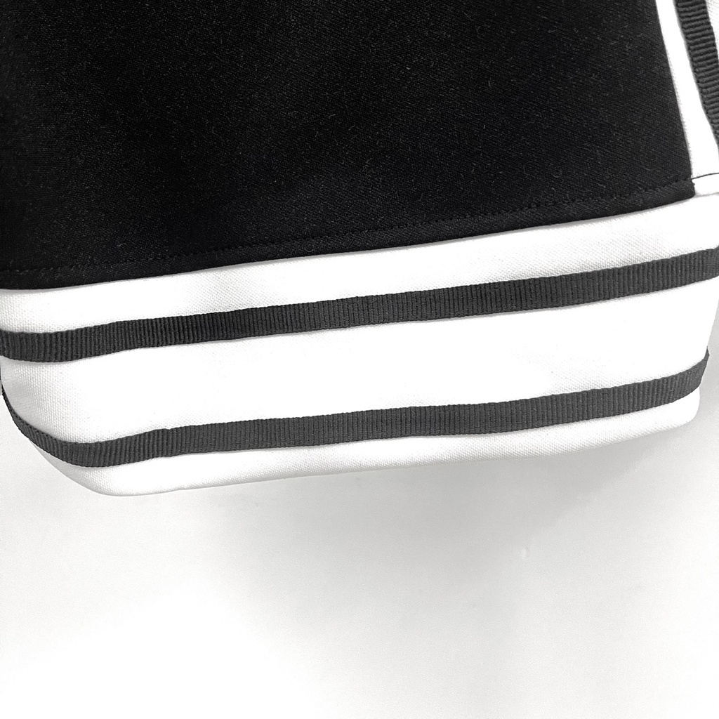 Quần short bóng chày túi hộp đen sọc trắng chất poly dày co giãn/ Basketball Black