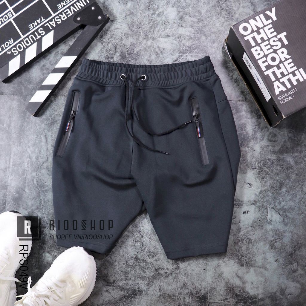 Quần thun nam trơn ngắn dây kéo cao cấp RPS049v - quần thun thể thao nam Riooshop | BigBuy360 - bigbuy360.vn
