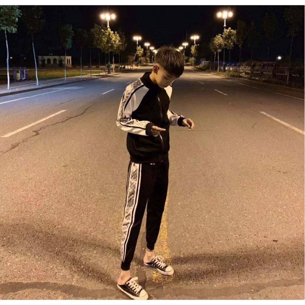 Set áo khoác và quần dài chất nhung dày dặn thời trang thu đông cho nam