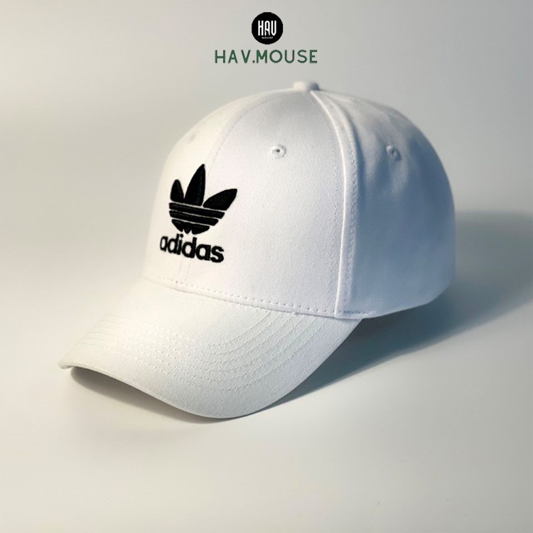 mũ nón lưỡi trai thêu chữ nổi 3D Adidas màu trắng logo đen siêu hót freesize dành cho cả nam và nữ