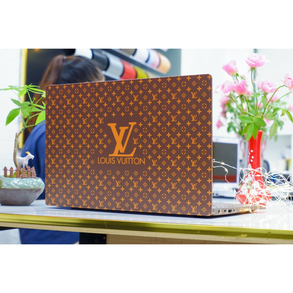 Decal Skin dán Laptop mẫu LV nâu