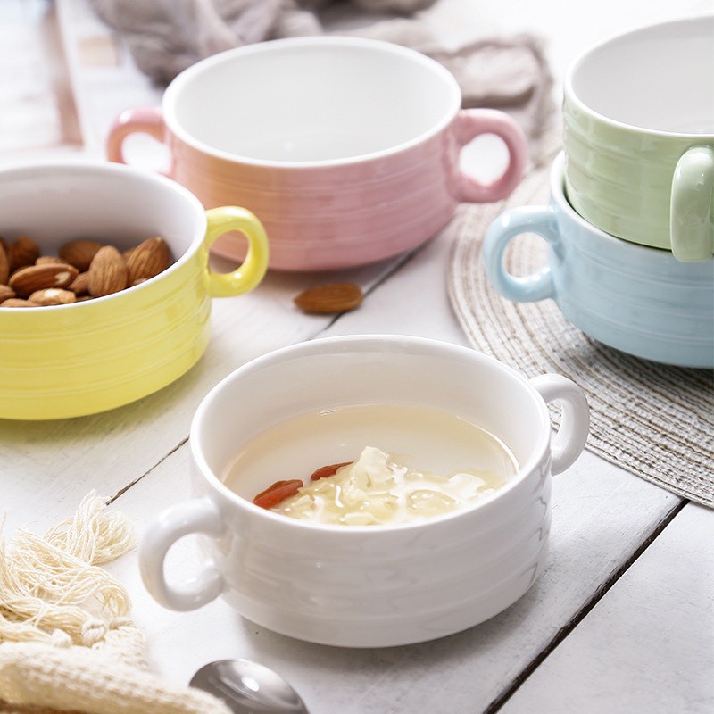 Bát Ăn Dặm Gốm Sứ Hình Nồi 2 Quai Không Nắp Cho Bé T33