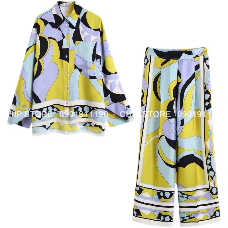 SET ÁO HOẠ TIẾT - QUẦN SUÔNG RỘNG ZARA XUẤT DƯ XỊN SANG CHẢNH