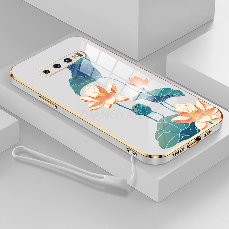 ốp lưng Samsung s10 s10 plus s20 s20 fe s21 fe Ốp Điện Thoại TPU Dẻo Mạ Màu Họa Tiết Hoa Sen Sang Trọng