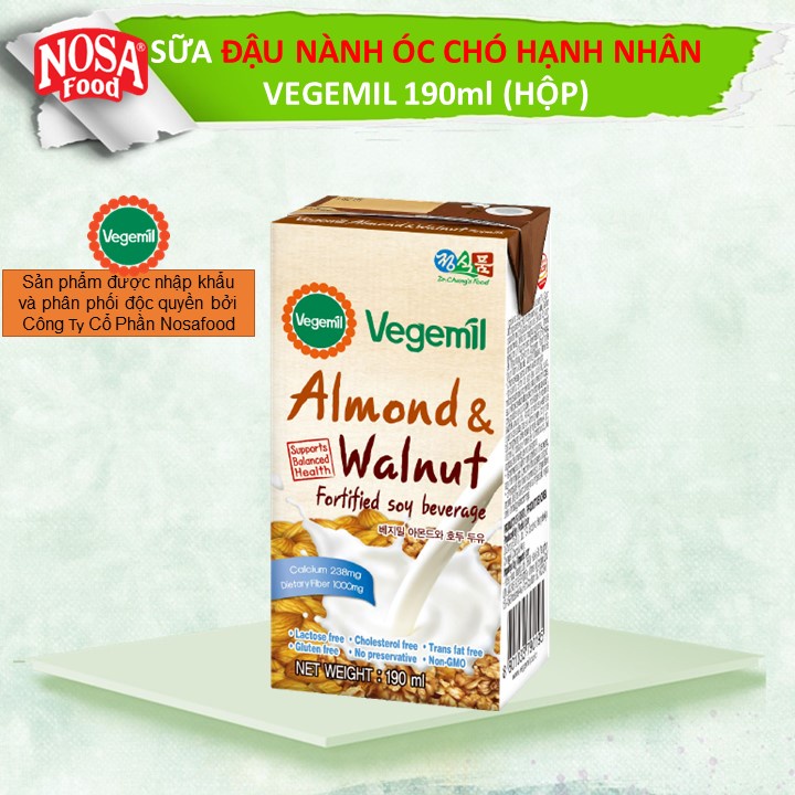 Sữa Hạt Đậu Nành Vegemil Óc Chó Hạnh Nhân 190ml