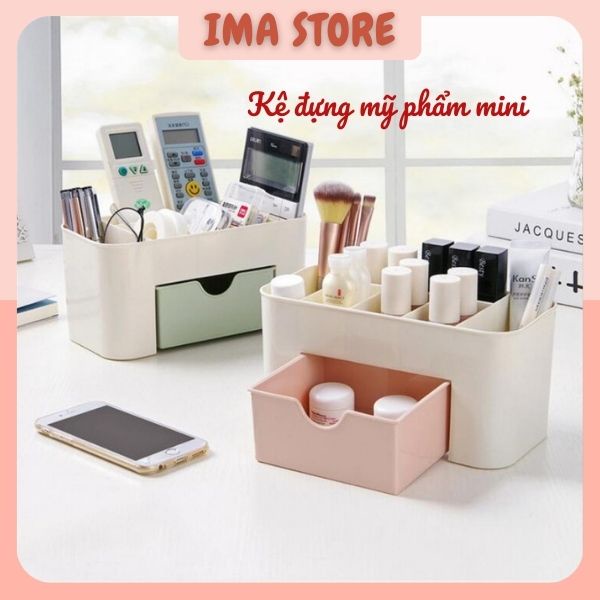 Kệ đựng mỹ phẩm IMA Store để bàn nhiều ngăn bằng nhựa PP giá rẻ - Kệ để đồ trang điểm mini đa năng chia ô