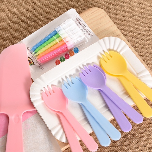 Phụ kiện trang trí bánh sinh nhật, bánh kem - bộ dao dĩa