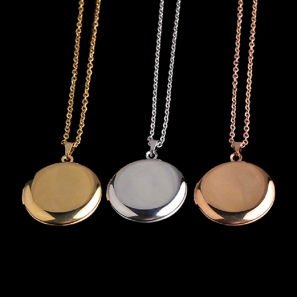 springeven Stainless Steel Photo Locket Necklace 3 Colors Open Round Pendant Necklaces RFT