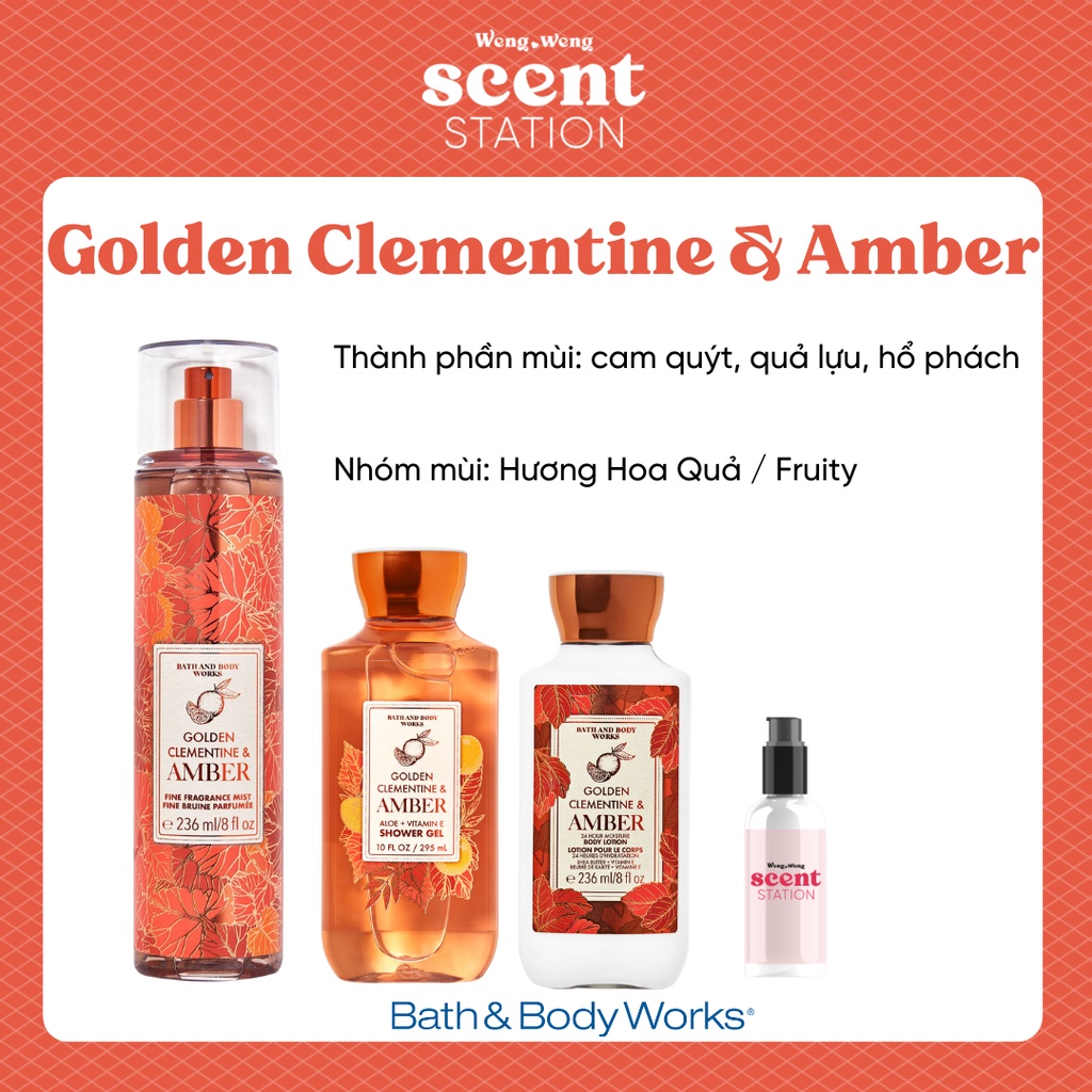 Bộ Sản Phẩm Chăm Sóc Cơ Thể Toàn Diện BBW mùi Golden Clementine &amp; Amber