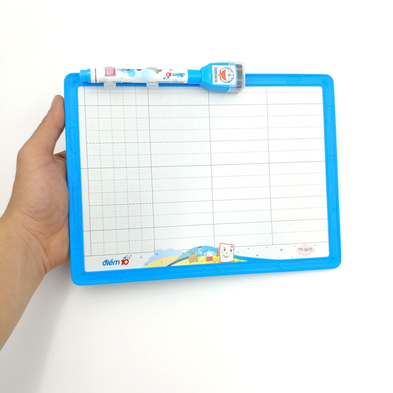 Bảng 2 Mặt A4 - Kẻ Ngang + Kẻ Ô + Bút Lông Bảng - Thiên Long B-011 - Viền Xanh Da trời