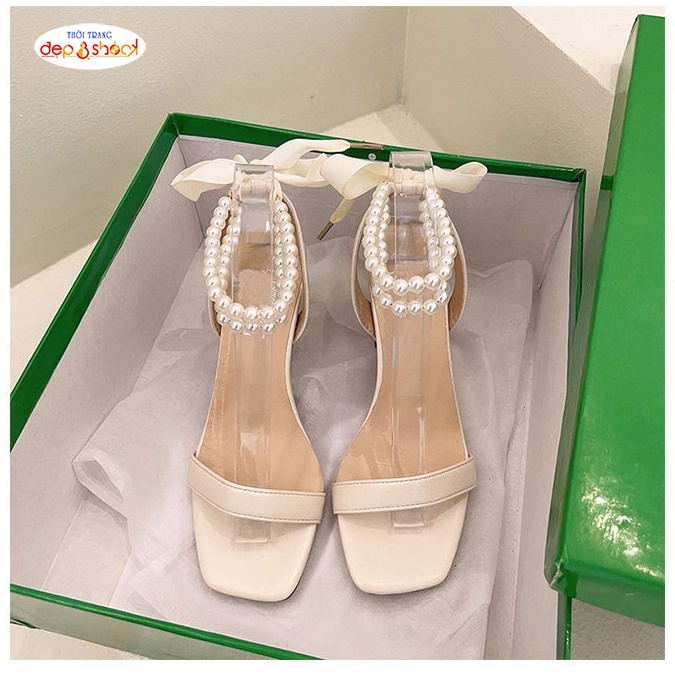 Giày Cao Gót 7p quai ngang đính ngọc thời trang Big Size
