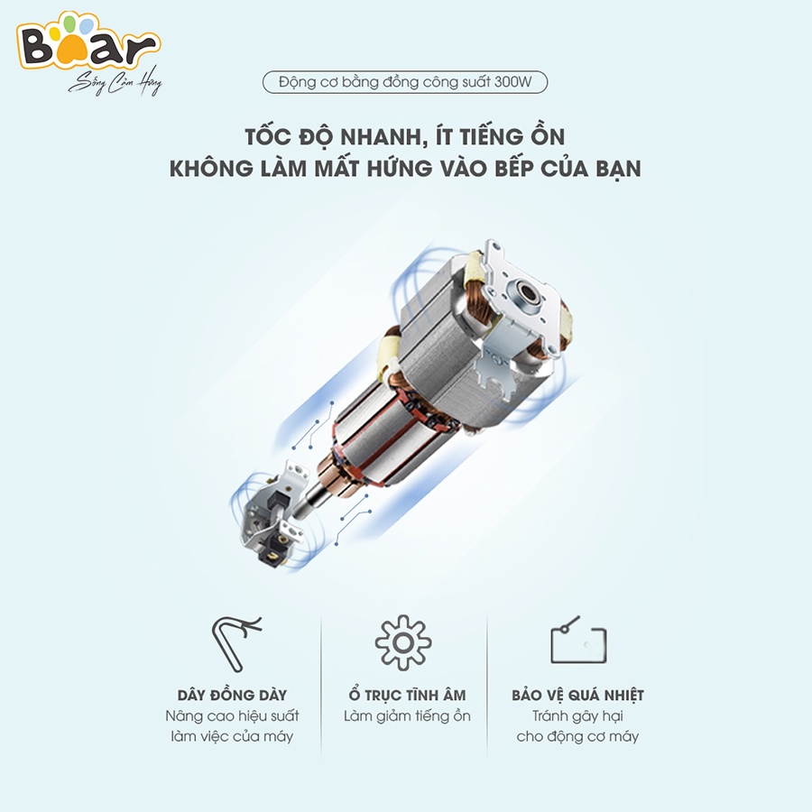 [Bear Chính Hãng]Máy xay thịt Bear 2L FC-B20V1 (QSJ-B20Q1) màu trắng. Lưỡi dao chữ S thép 304 không gỉ, đa tầng, đa năng