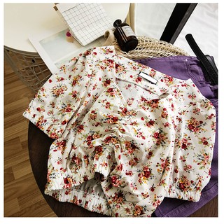 Áo Croptop Hoa Nhí Cổ Tim Đậm Chất Vintage - SALA - (kèm hình chi tiết chất vải tự chụp)