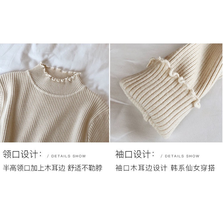 Áo Sweater Cổ Lọ Tay Dài Dáng Ôm Màu Trơn Thời Trang Thu Đông Hàng Mới 2021