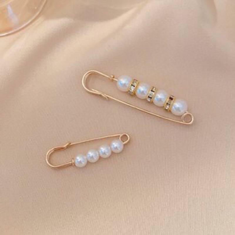 Set 6c Ghim cài quần ngọc - ghim cài áo hình hoa trắng có size được chọn mẫu