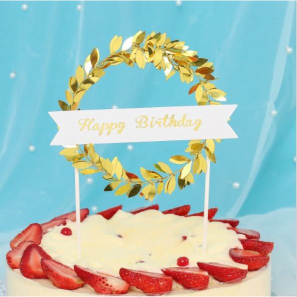 Phụ kiện bánh sinh nhật bánh kem - vòng nguyệt quế tròn