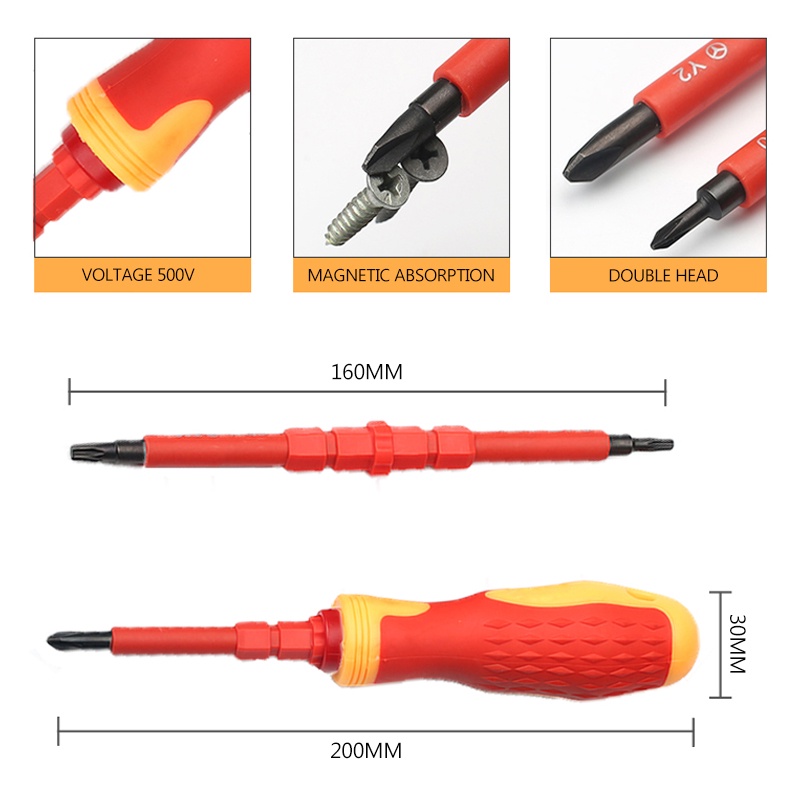 Bộ Tua Vít Nam Châm Cách Điện 14 Trong 1 Cho Thợ Điện