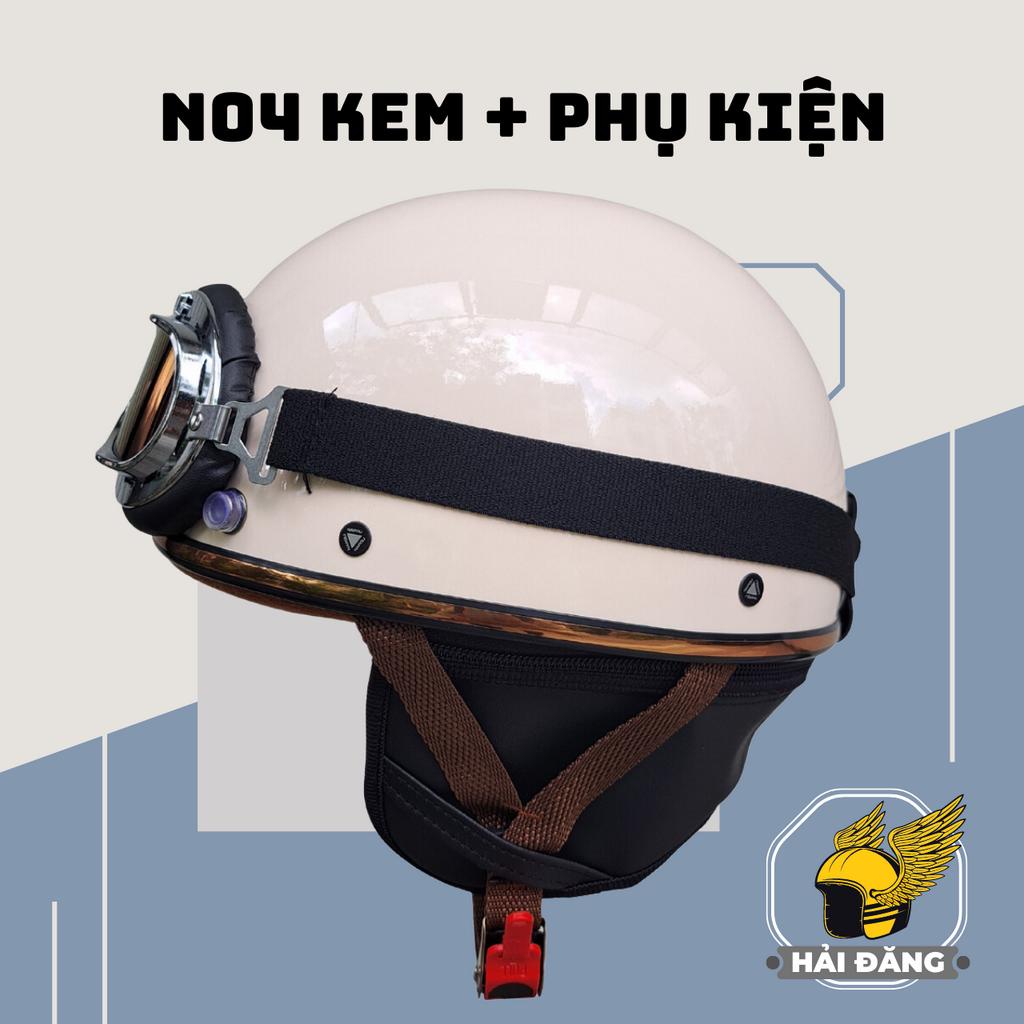 Mũ Bảo Hiểm Nữa Đầu Cho Xe Moto Napoli Haley N04 (Màu Kem Bóng) - Bảo Hành 12 Tháng