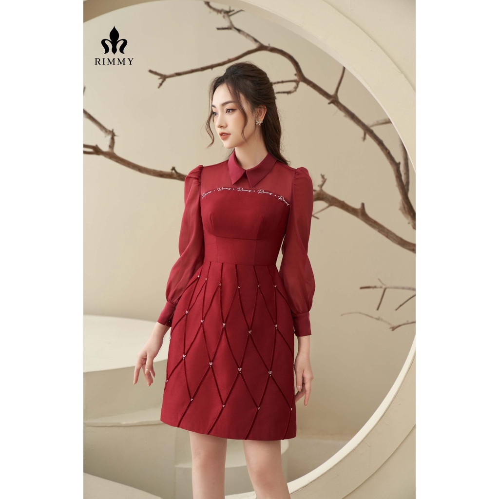 Váy hoạ tiết đan đỏ dây nhung Femi Dress [VA20-1121]