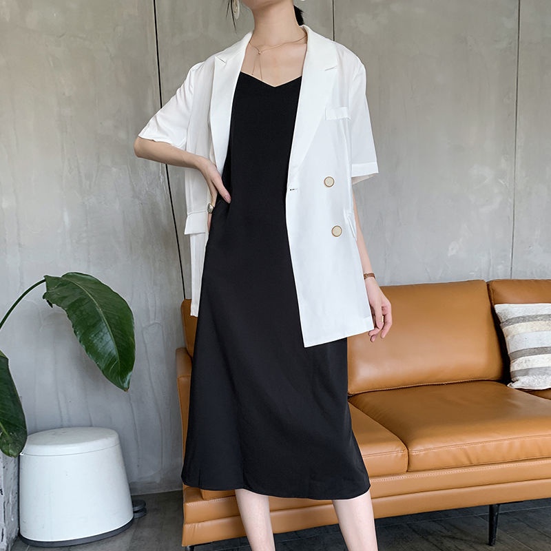 Đầm voan hai dây cổ chữ V dáng suông rộng phong cách Hàn Quốc thời trang mùa hè quyến rũ cho nữ