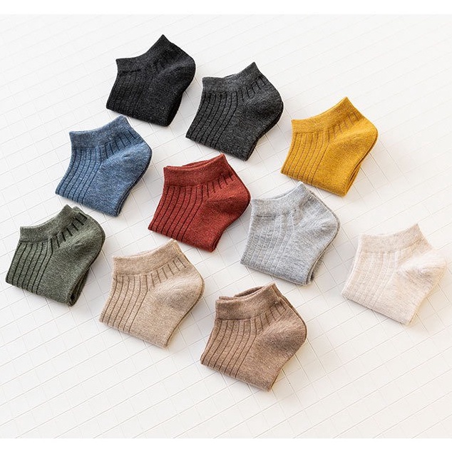 Tất cổ ngắn nam nữ vớ trơn gân nhật cổ thấp cotton thời trang đẹp kháng khuẩn thấm mồ hôi tốt MONEY VN011