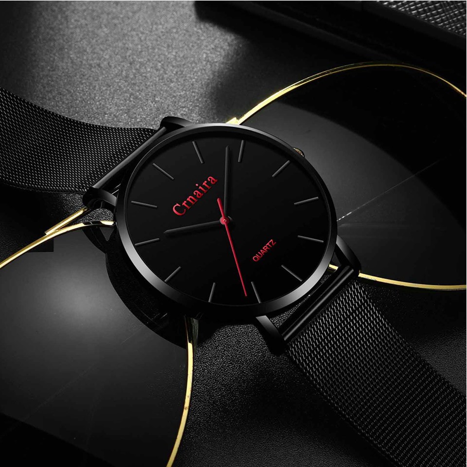 Đồng hồ nam CRNAIRA CR02 chính hãng dây lưới thép nhuyễn mặt tròn có lịch xem ngày | BigBuy360 - bigbuy360.vn