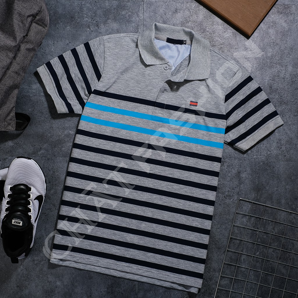 Áo Thun Nam 🆓FREESHIP🆓 Áo Thun Nam Tay Ngắn Phối Sọc Ngang Thun Cotton Thấm Hút Tốt Áo Thun Nam Có Cổ 6 Màu 3 Size | BigBuy360 - bigbuy360.vn