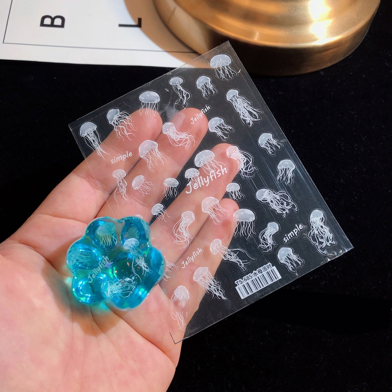 Sa Bộ 2 Miếng Dán Trang Trí Móng Tay Hình Sứa Biển